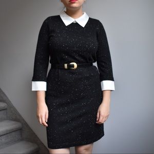 Black and White Speckled Collared Dress